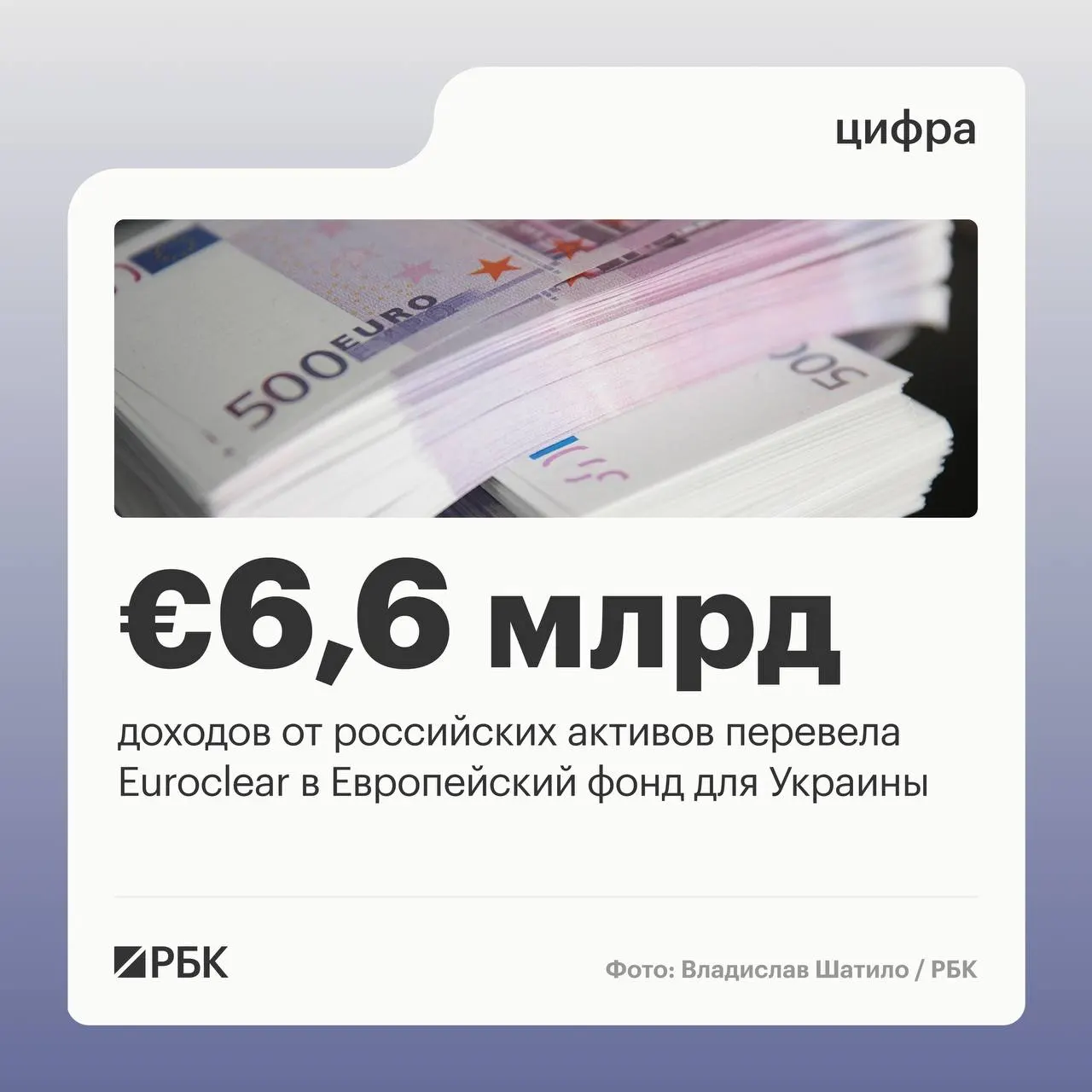 Бельгийский депозитарий перечислил Киеву €6,6 млрд доходов; следующий транш €1,4 млрд запланирован на июль 2026 года. Доходы за I квартал 2026 года сократились на 23% из‑за падения ставок.