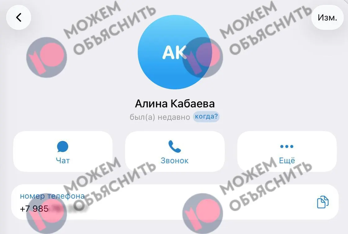 Раскрытые данные указывают на идентификацию номера, привязанного к близким Алины Кабаевой, и сообщают о продолжающихся мерах по ограничению Telegram в России.