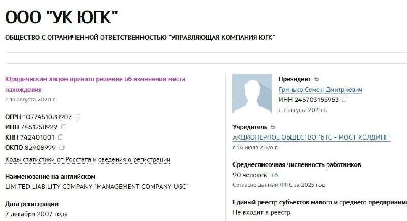 Управляющая компания холдинга перешла под контроль АО «БТС‑Мост Холдинг», принадлежащего Руслану Байсарову. Национализированные активы, включающие крупнейший пакет акций, продали на аукционе за 93,16 млрд рублей.