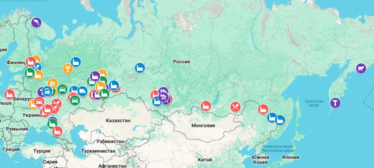 Интерактивная карта фиксирует случаи остановок производств, задержек зарплат, простоев и массовых сокращений по всей стране — от Калининграда до Камчатки.