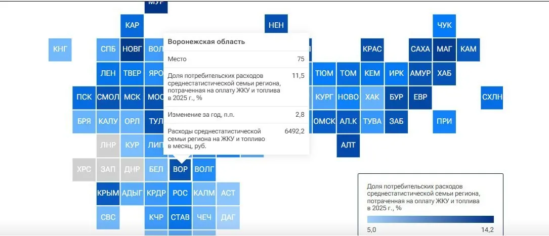 Расходы на&nbsp;ЖКУ&nbsp;в&nbsp;Воронежской области достигли рекордного уровня в&nbsp;2025&nbsp;году