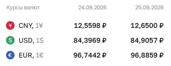 Официальный курс на пятницу: доллар 84,91 ₽, евро 96,89 ₽, юань 12,65 ₽. Расчеты по ряду инструментов и ближайшие тенденции на валютном рынке.