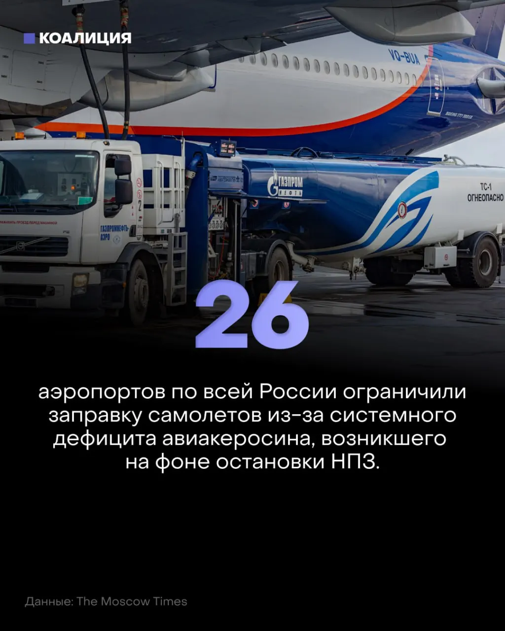 В 26 аэропортах ограничили заправку самолётов, в Пулково режим продлён до 2027 года, а цены на керосин растут на фоне экспортного запрета.