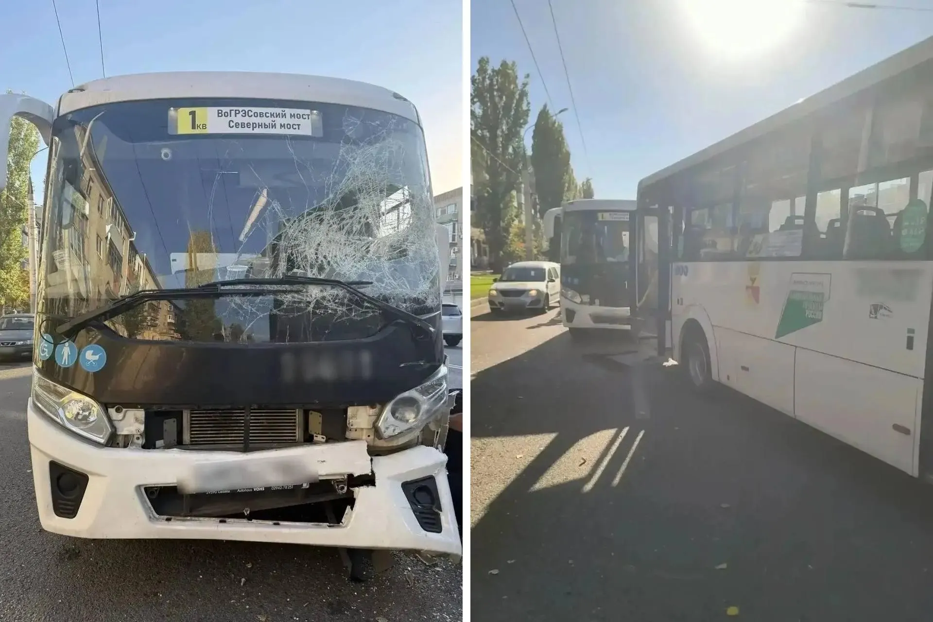 Два автобуса столкнулись на левом берегу Воронежа; пострадали четыре женщины и маленький ребёнок, водитель скрылся.